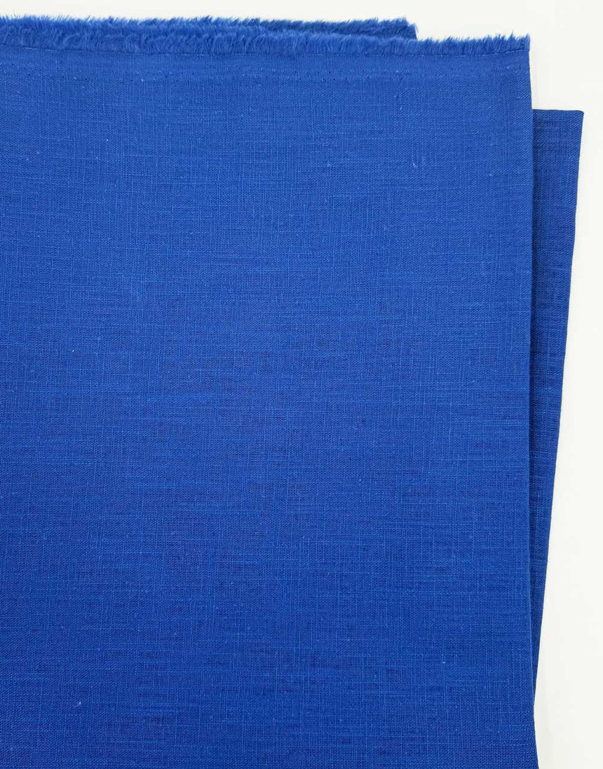 Remnant 90cm - Marine Blue Washed Linen-Handle Fabric