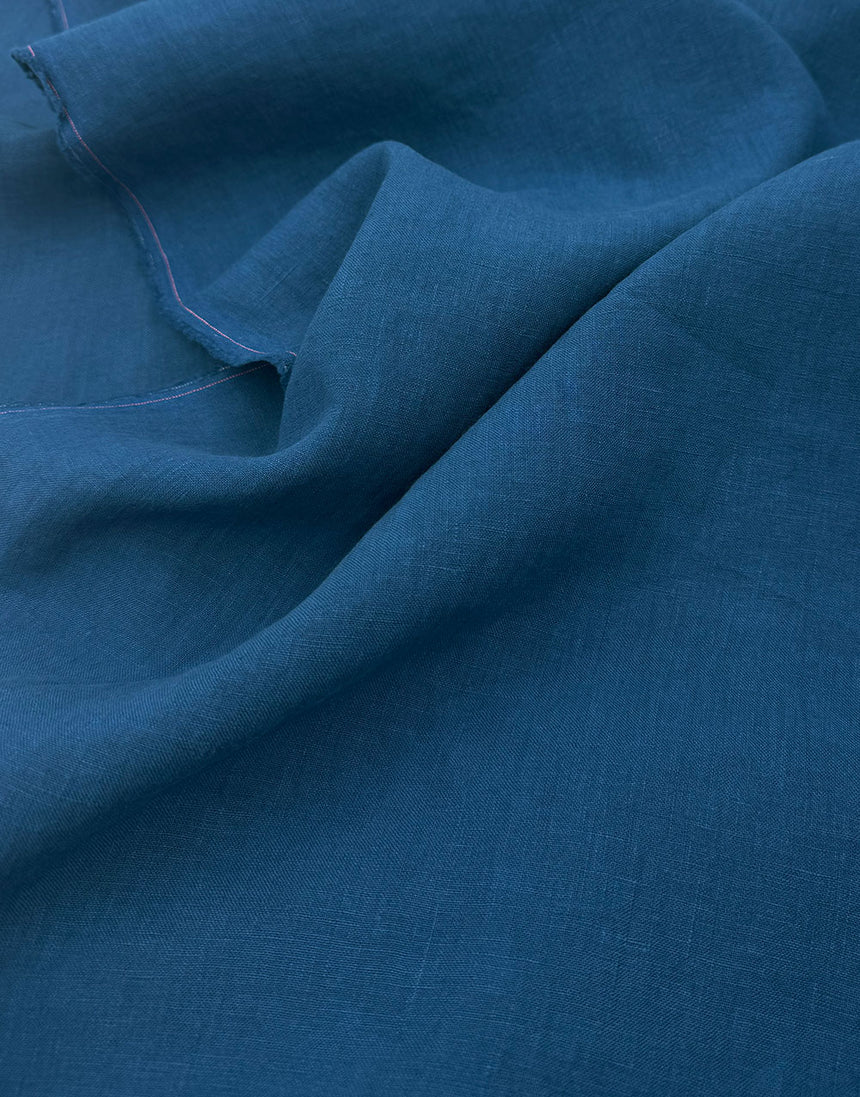 Ischia Washed Linen Fabric, Lapis Blue