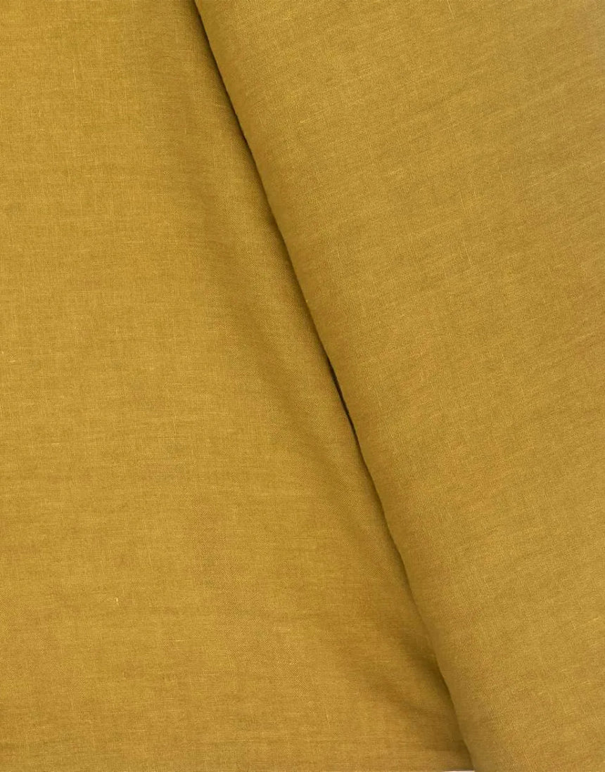Ischia Washed Linen Fabric, Mustard