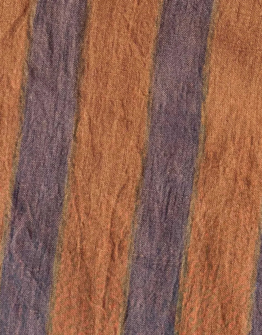 Napoli Linen Broad Stripe Fabric, Orange & Plum