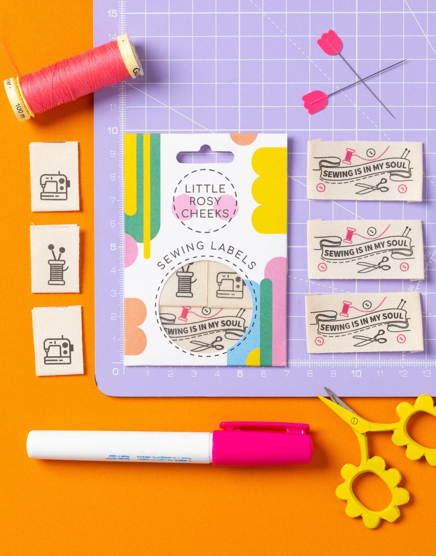 Sewing is in My Soul, Woven Sewing Labels - Pack of 6