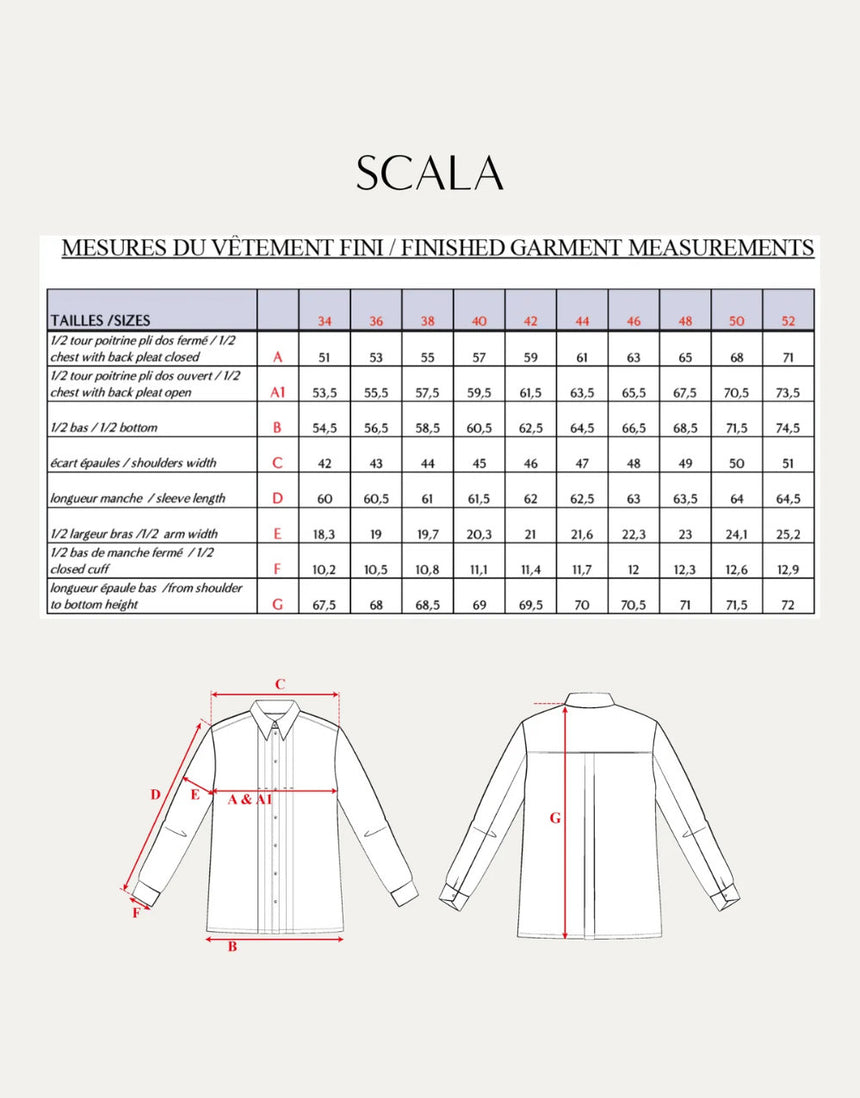 Scala Shirt Paper Sewing Pattern, Maison Fauve