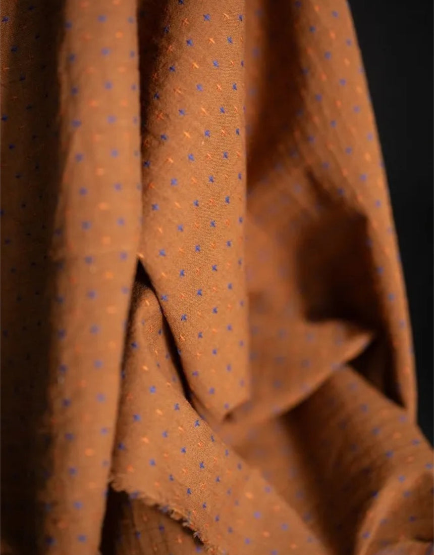 Rust Bobbette Indian Cotton Cross Stitch Fabric