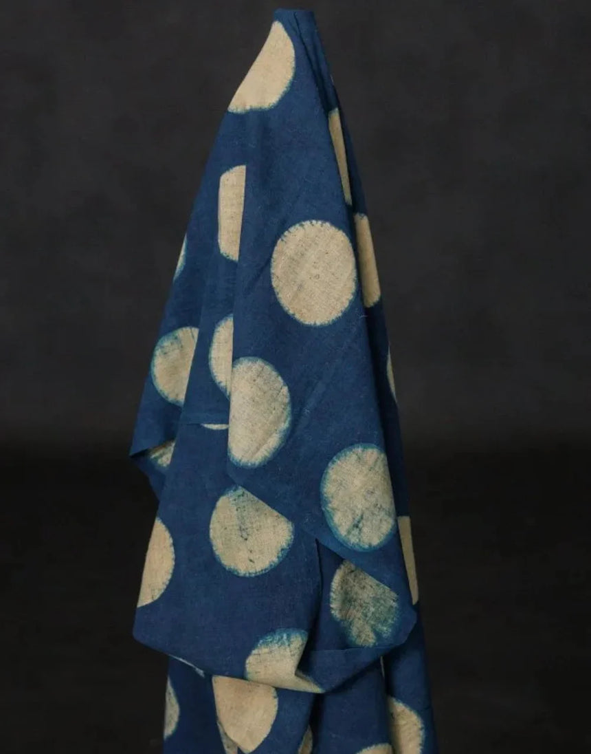 Remnant 1.35m - Indigo Osaka Spot Indian Kala Cotton Fabric
