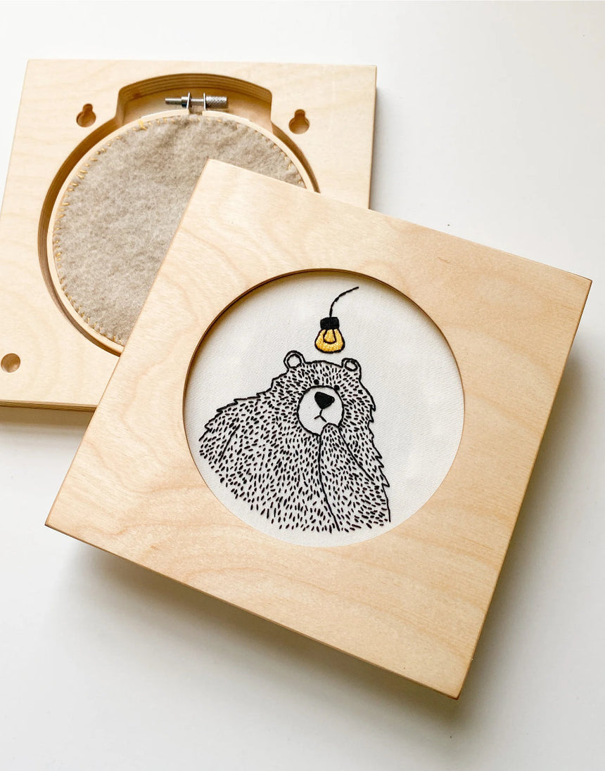 Square Embroidery Hoop Wooden Frame for 6" Hoops, Modern Hoopla