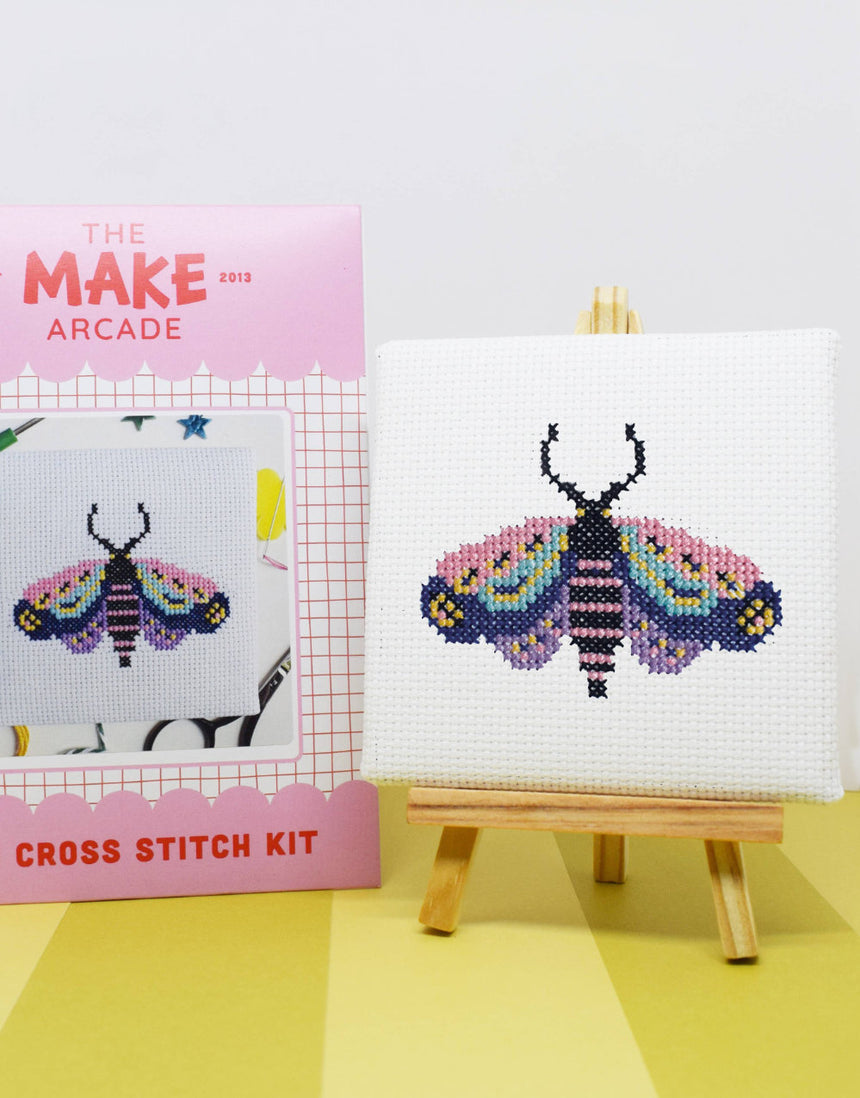 Moth Mini Cross Stitch Kit, The Make Arcade