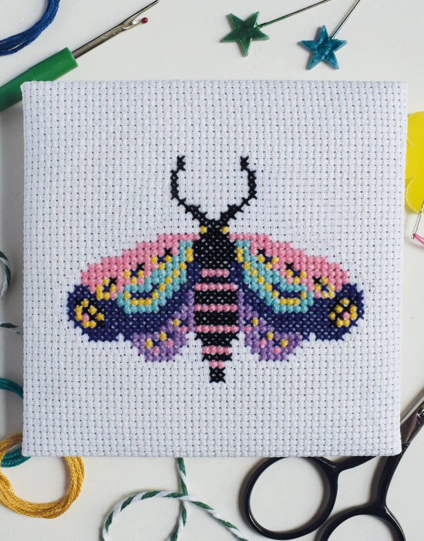 Moth Mini Cross Stitch Kit, The Make Arcade