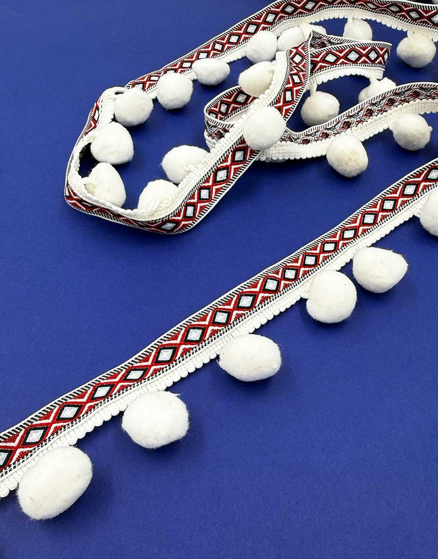 Alpine Pom Pom Trim, White