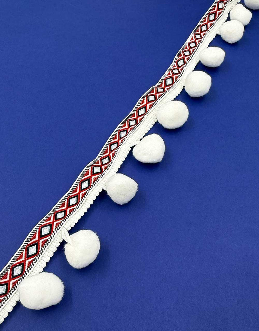 Alpine Pom Pom Trim, White