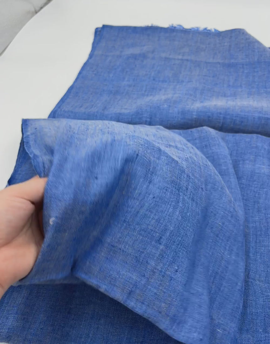 Denim Blue Indian Woven Pure Linen Fabric