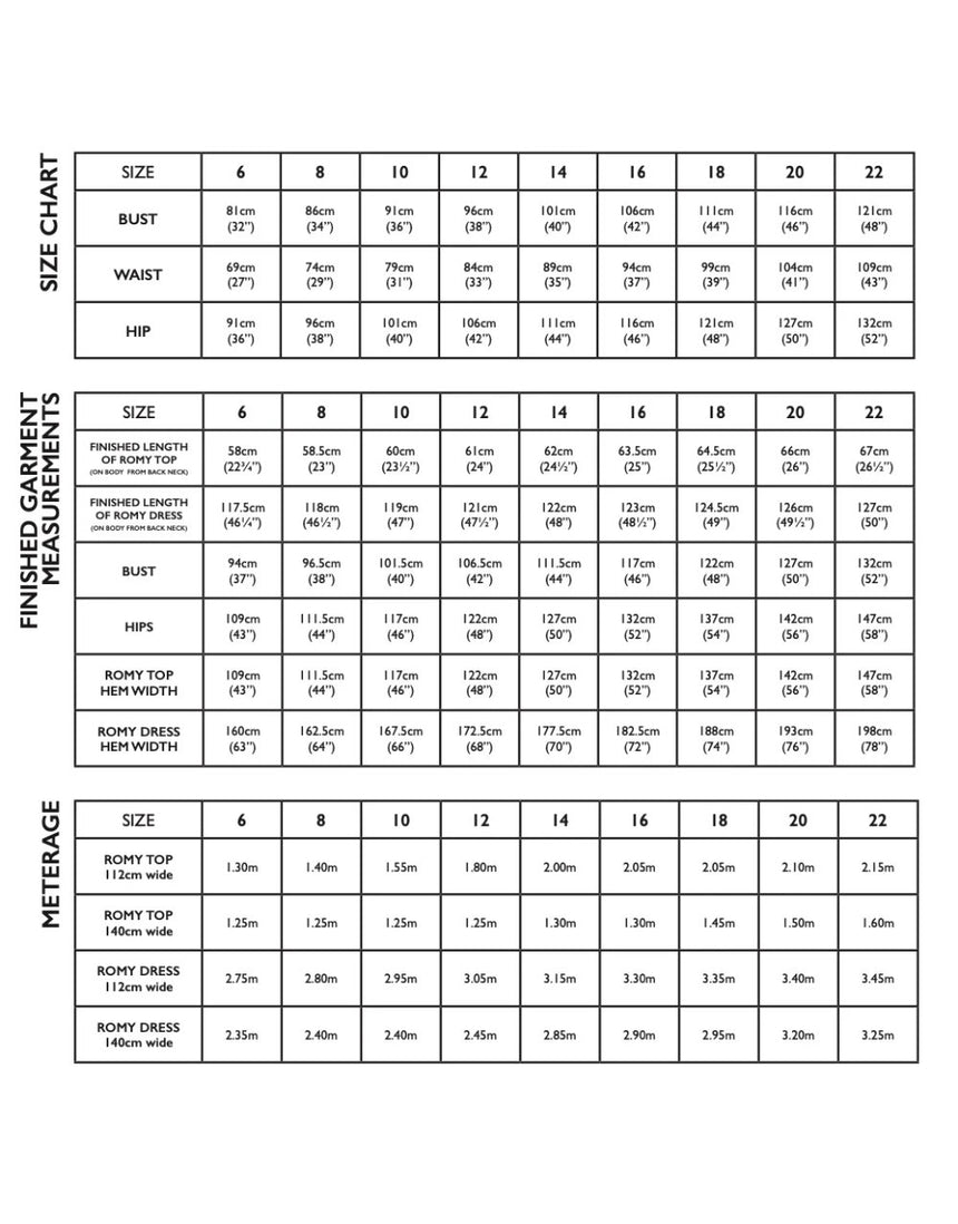 Romy Top and Dress Sewing Pattern, Tessuti