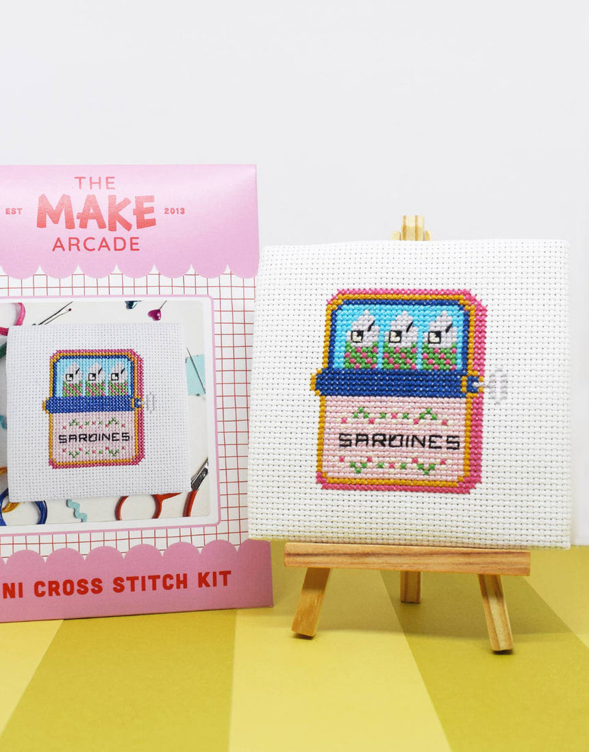Sardines Mini Cross Stitch Kit, The Make Arcade