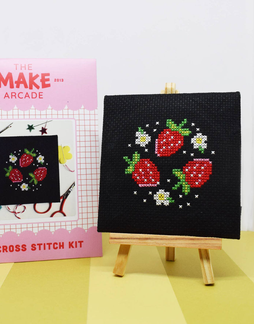 Strawberry Patch Mini Cross Stitch Kit, The Make Arcade