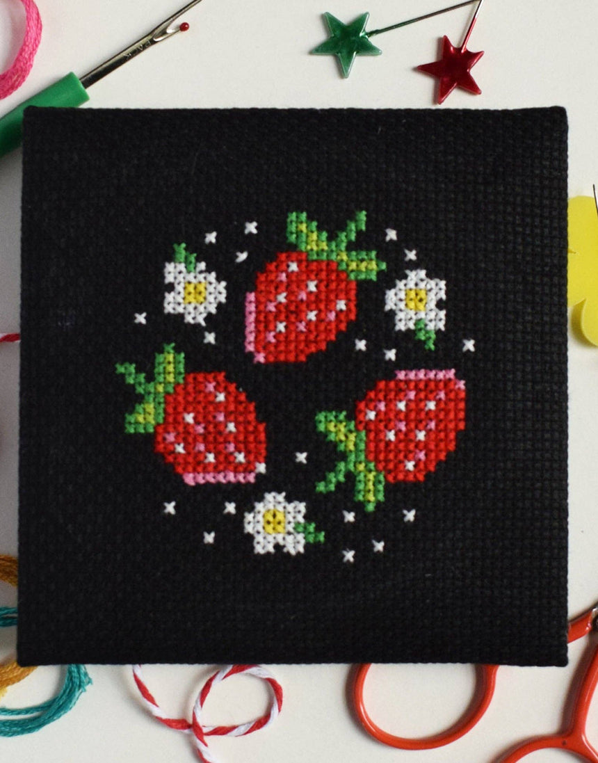 Strawberry Patch Mini Cross Stitch Kit, The Make Arcade