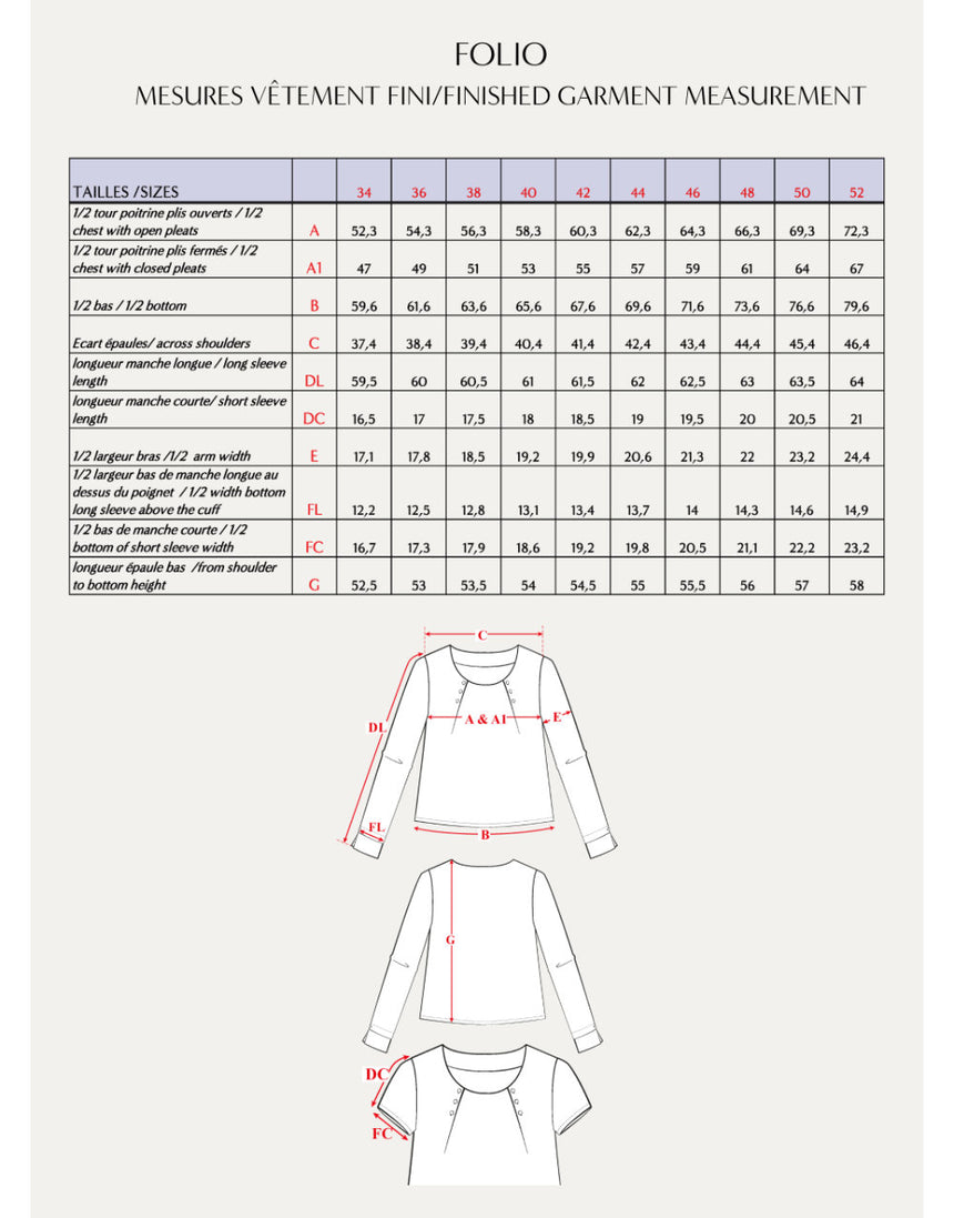 La Blouse Folio Paper Sewing Pattern, Maison Fauve