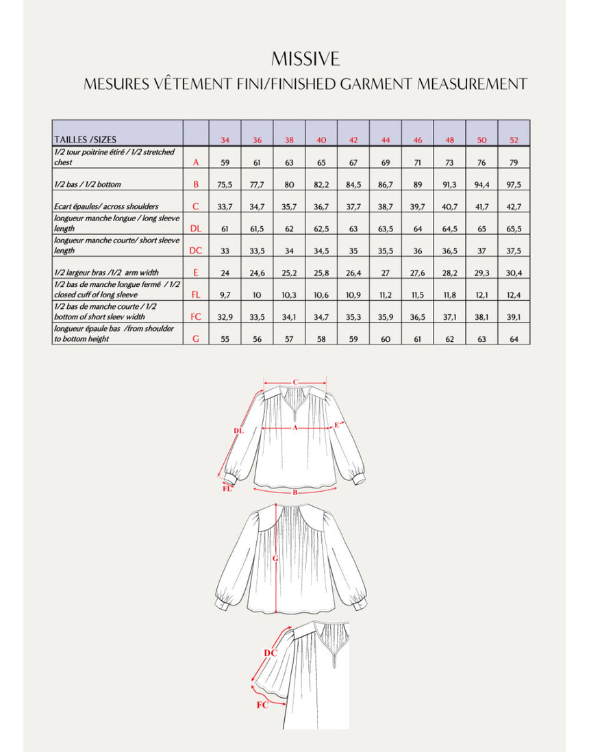 La Blouse Missive Paper Sewing Pattern, Maison Fauve