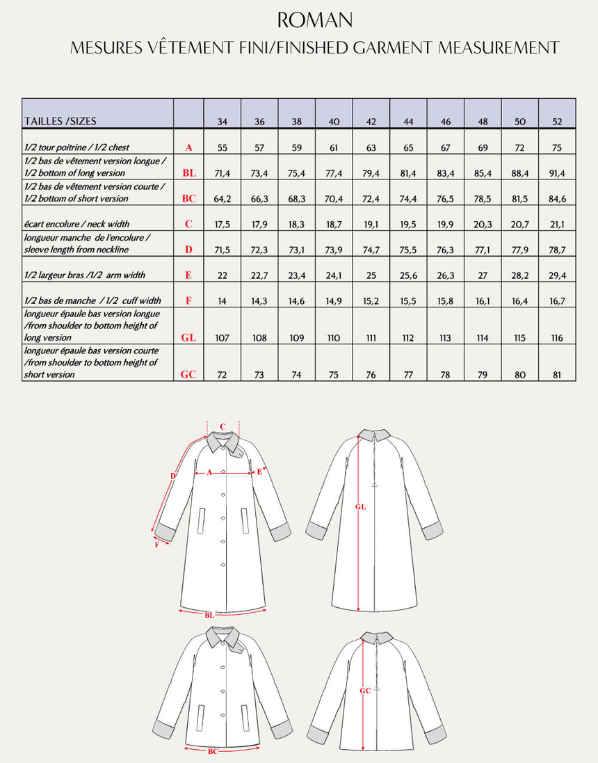 Le Pardessus Roman Overcoat Paper Sewing Pattern, Maison Fauve