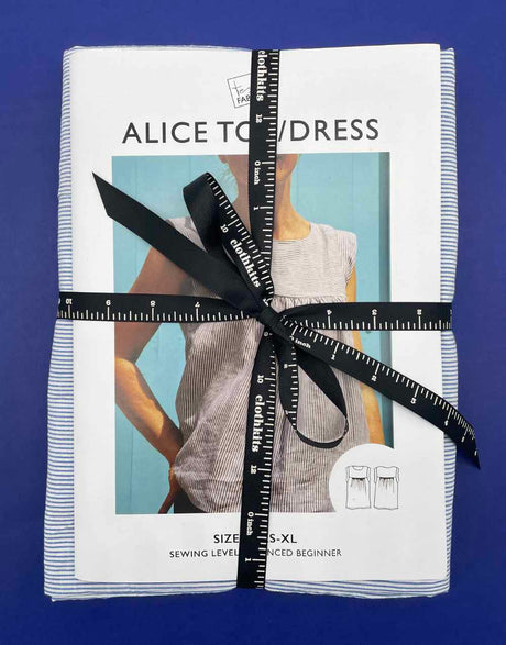 Clothkits Tessuti Blue & White Seersucker Alice Top Dressmaking Kit, Tessuti 14924