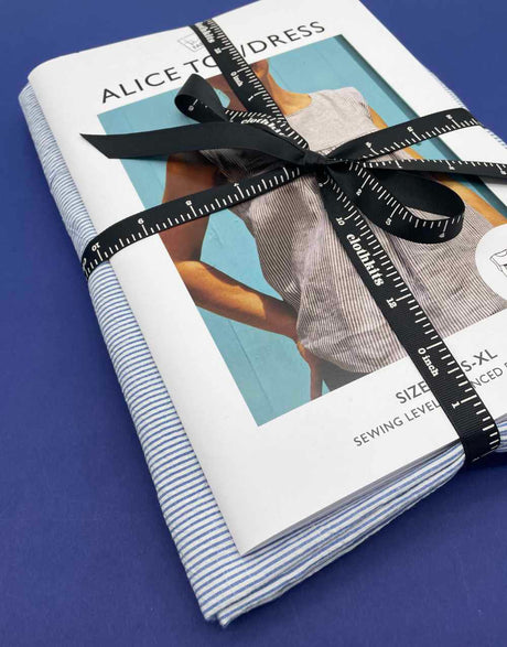 Clothkits Tessuti Blue & White Seersucker Alice Top Dressmaking Kit, Tessuti 14924