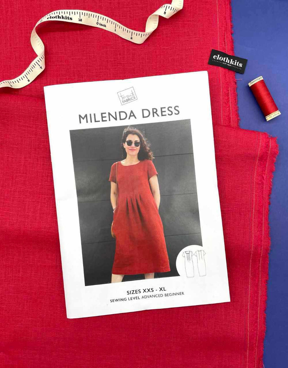 Red Linen Milenda Dress, Dressmaking Kit, Tessuti – Clothkits