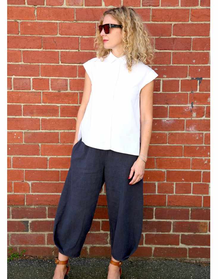 Enri Viscose Linen Demi Pants Dressmaking Kit, Tessuti