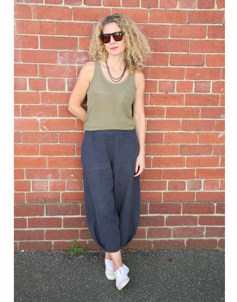 Enri Viscose Linen Demi Pants Dressmaking Kit, Tessuti