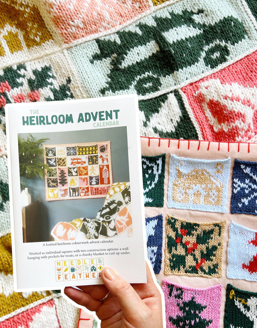 Heirloom Advent Blanket and Calendar knitting pattern, Needle & Feather