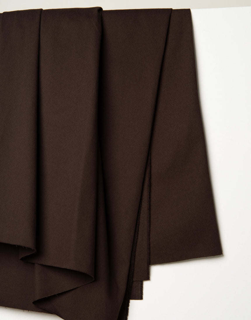 Oat Chocolate Light Cotton Gabardine Twill Fabric, Atelier Brunette