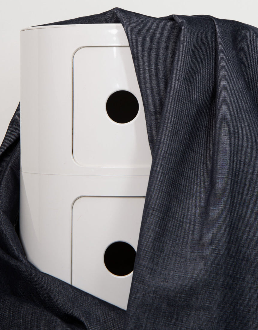 Deep Charcoal Woven Cotton Velvet Fabric, Atelier Brunette