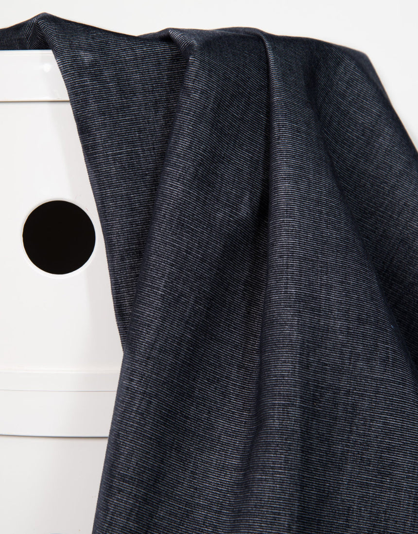 Deep Charcoal Woven Cotton Velvet Fabric, Atelier Brunette