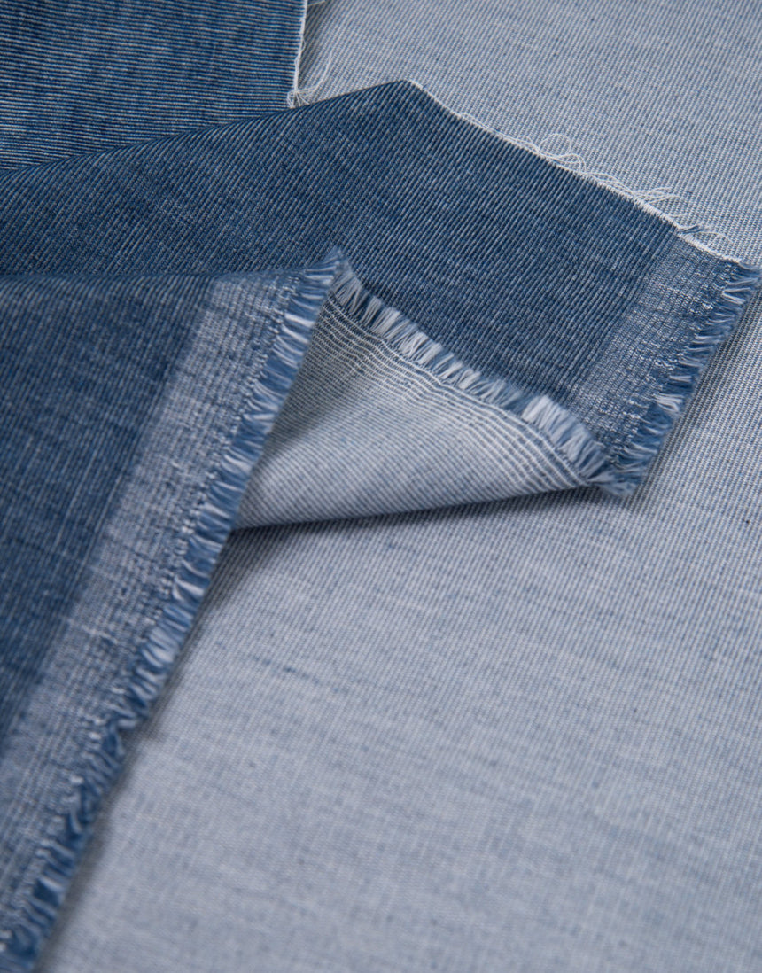 Vintage Blue Woven Cotton Velvet Fabric, Atelier Brunette