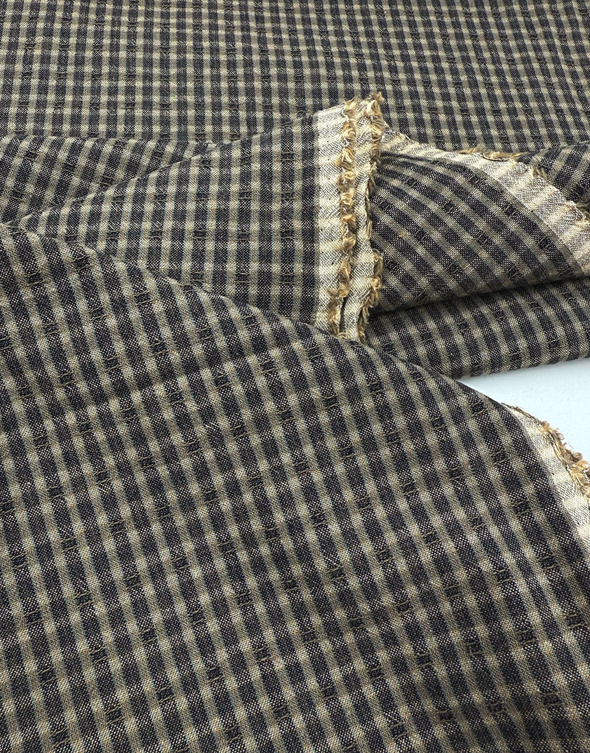 Tochio Yarn-Dyed Cotton Fabric, Grey Gingham
