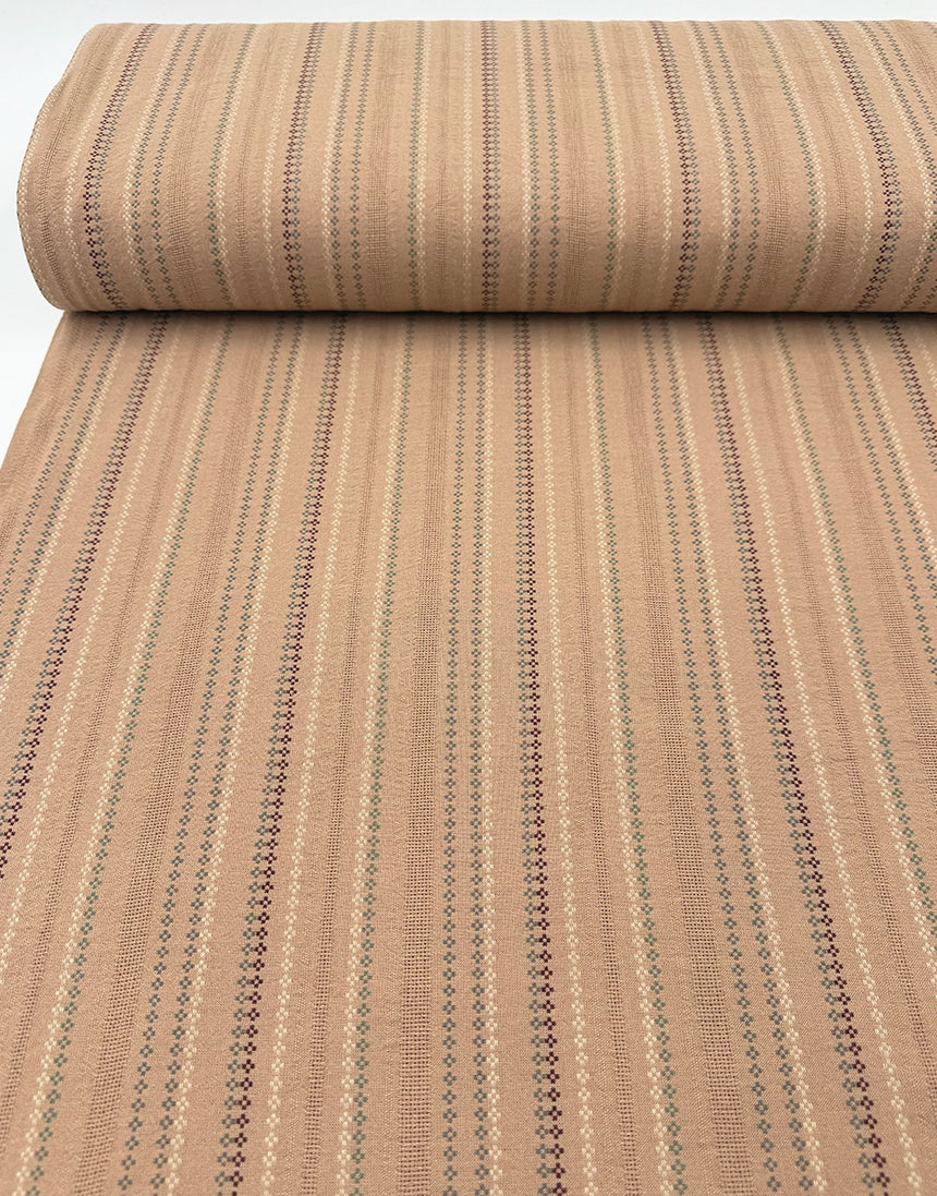 Tochio Yarn-Dyed Cotton Fabric, Blush Blossom Stripe