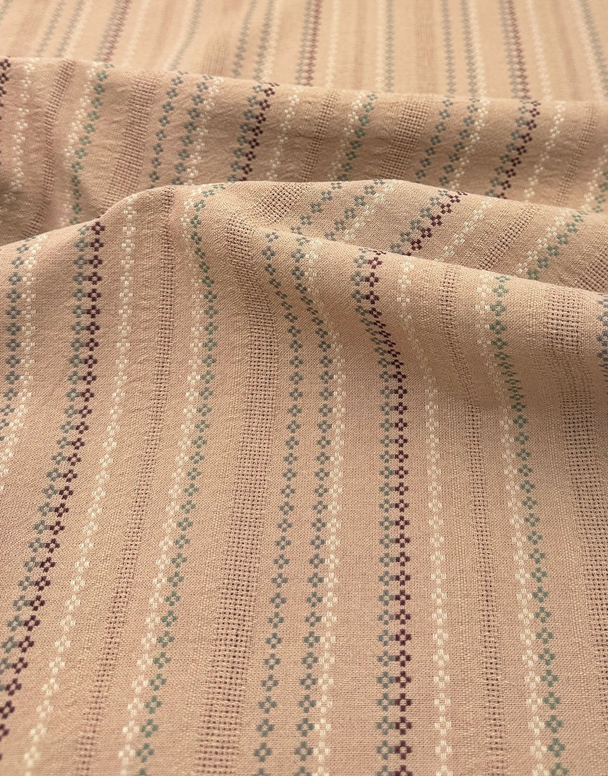 Tochio Yarn-Dyed Cotton Fabric, Blush Blossom Stripe
