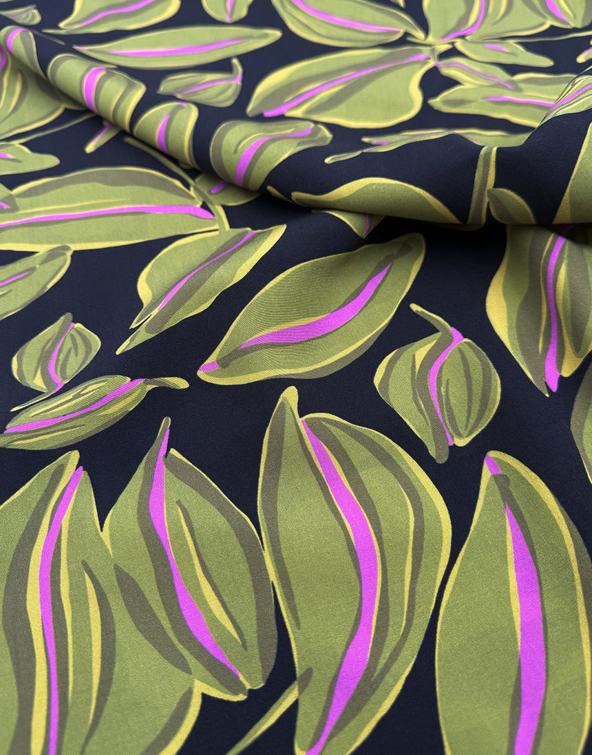 Olive & Pink Botanica Viscose Radiance Fabric