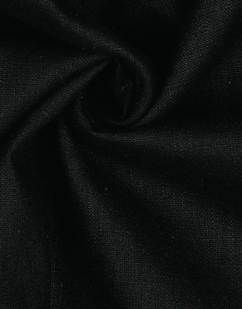 Black Washed Linen Cotton Fabric