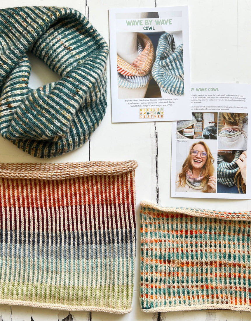 Wave By Wave Cowl Knitting Pattern, Needle & Feather