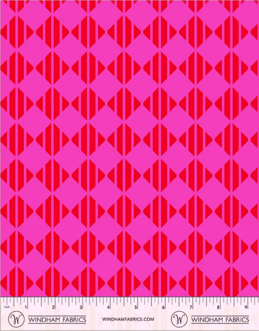 Checker Red/Pink Quilting Cotton Fabric, Annabel's Blenders by Annabel Wrigley, Windham Fabrics