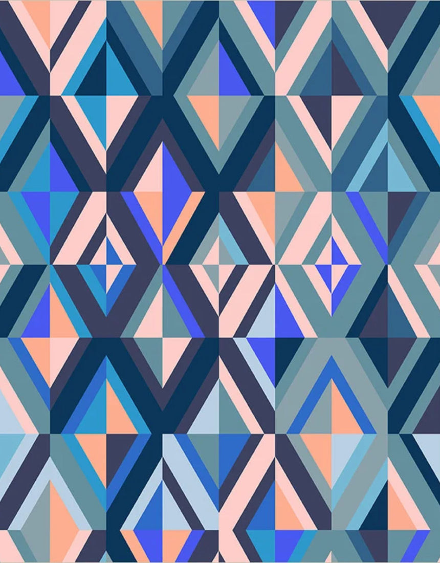 Diamonds Blueberry Quilting Cotton Fabric, Happy Place by Annabel Wrigley, Windham Fabrics