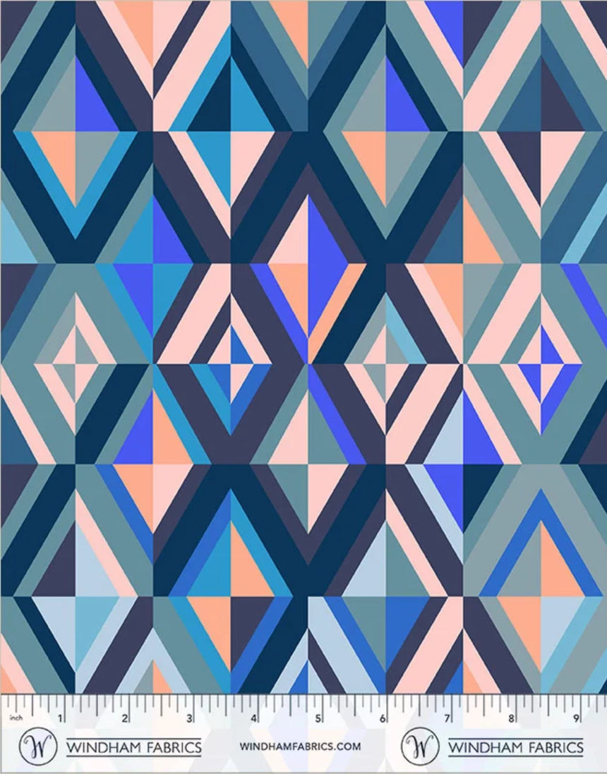 Diamonds Blueberry Quilting Cotton Fabric, Happy Place by Annabel Wrigley, Windham Fabrics