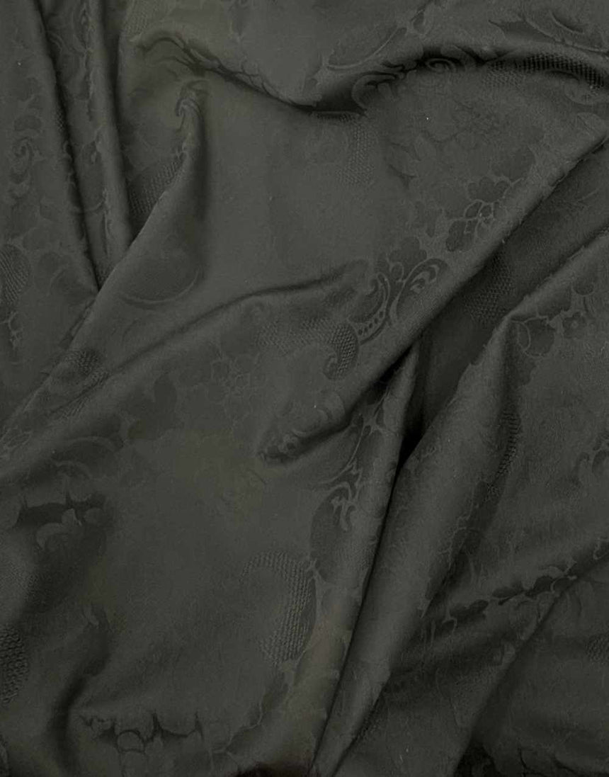 Black Wool Damask Fabric