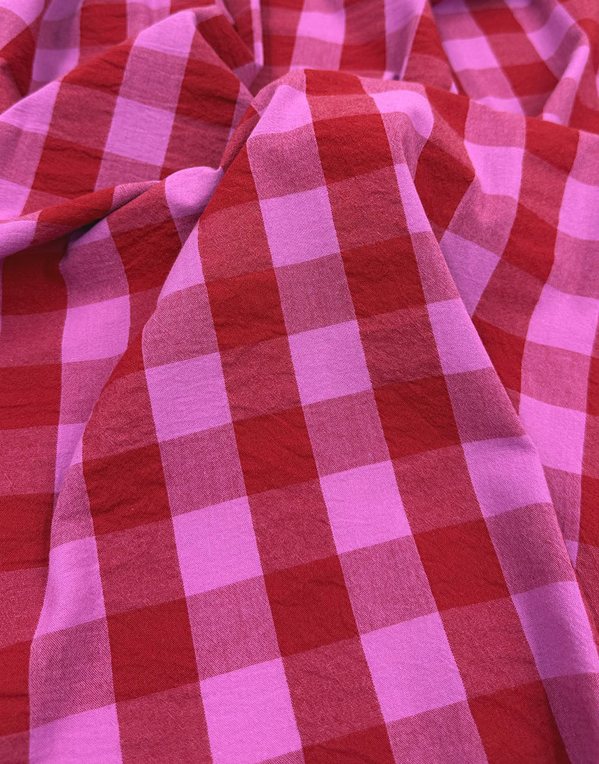Berry Crush Large Check Yarn-Dyed Cotton Fabric