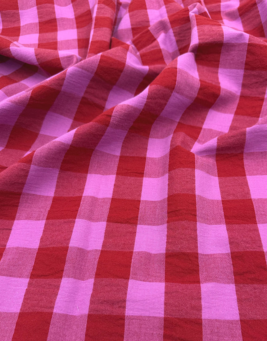 Berry Crush Large Check Yarn-Dyed Cotton Fabric