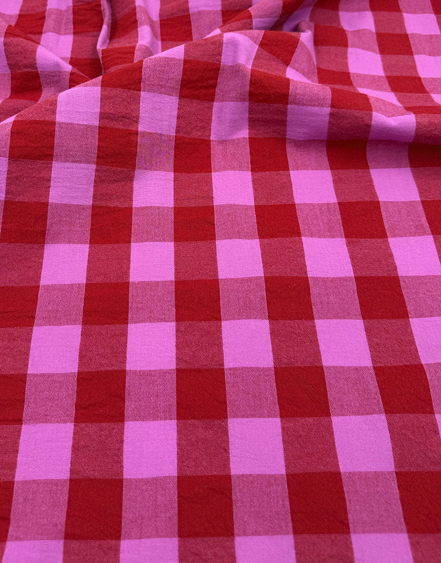 Berry Crush Large Check Yarn-Dyed Cotton Fabric