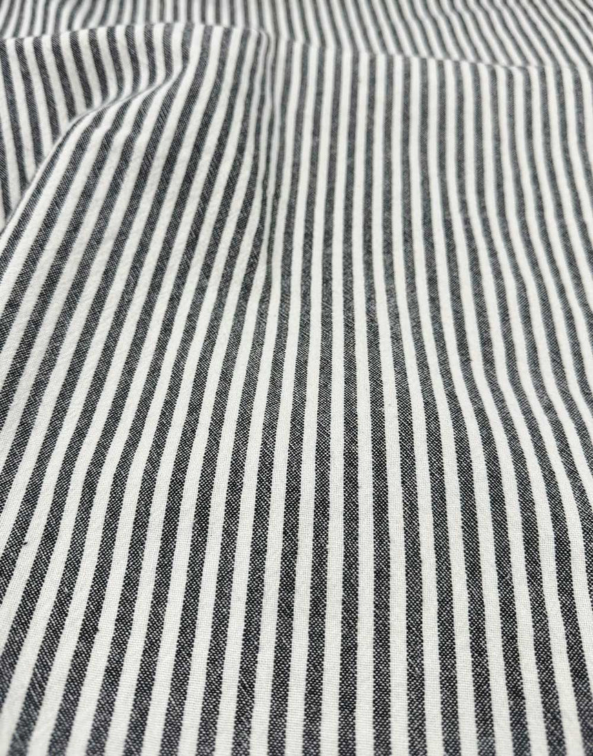 Black Woven Stripe Organic Cotton Fabric