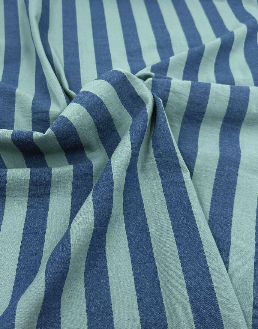 Blue Lagoon Wide Stripe Yarn-Dyed Cotton Fabric