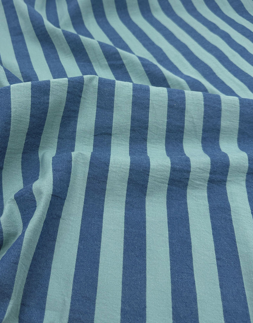 Blue Lagoon Wide Stripe Yarn-Dyed Cotton Fabric