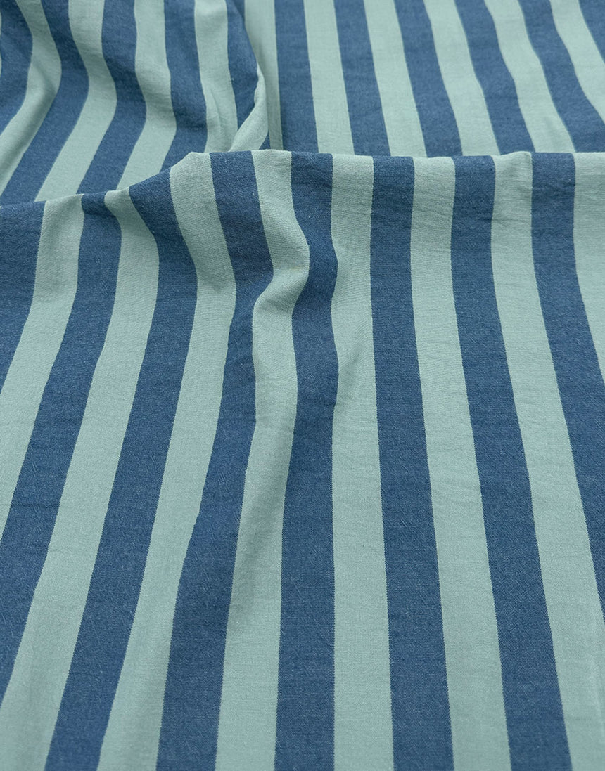 Blue Lagoon Wide Stripe Yarn-Dyed Cotton Fabric