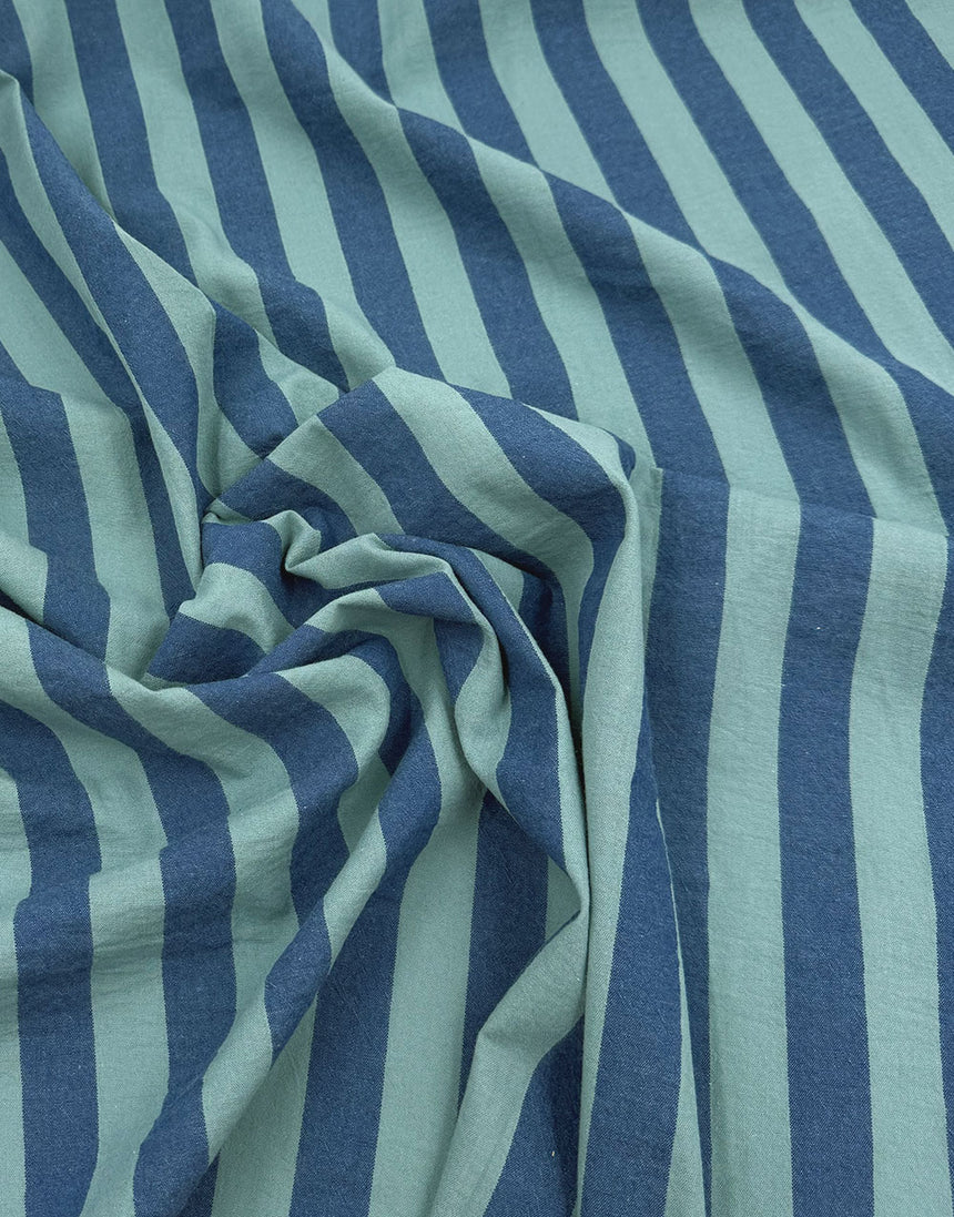 Blue Lagoon Wide Stripe Yarn-Dyed Cotton Fabric