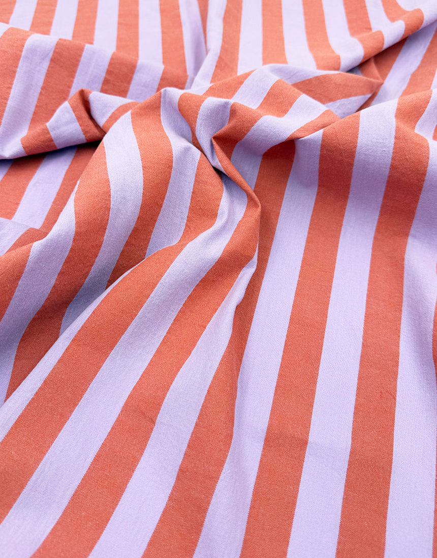 Coral Sorbet Wide Stripe Yarn-Dyed Cotton Fabric